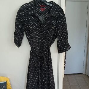 Xhilaration Black Long Sleeve Dress with White Dots